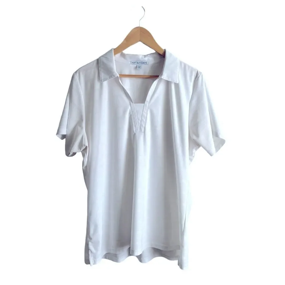 Port Authority White Pullover Open V-neck Top Size XL 8 0356 - Picture 1 of 5
